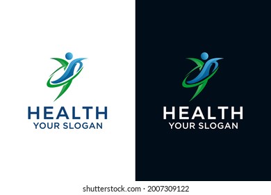 Human Health Care Logo, Human Jump Logo Design