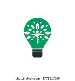 Human health and care vector logo design template. Human, leaves and light bulb icon logo design.