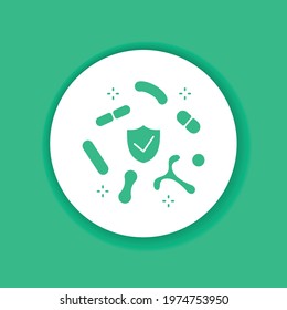 Human healthy intestinal microflora glyph icon. Microscopic bacterias in Intestine. Sign for web page, mobile app, button, logo.