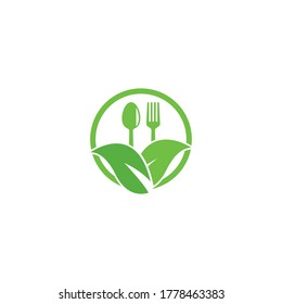 Human healthy vegetarian food logo vector icon illustration concept