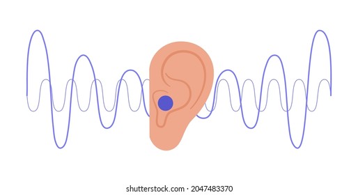 Human hearing aid icon. Ear sound receiver concept. Hearing loss problems. Deafness problems isolated flat vector illustration.