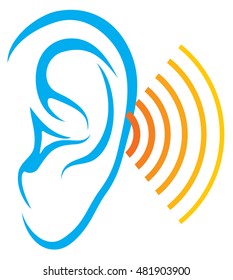 Human Hearing Test (ear And Sound Icon, Listen Vector Design)