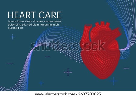 Human Heart abstract vector illustration isolated on Creative wave background. Human Heart anatomy, cardiology medical background Vector illustration - EPS 10