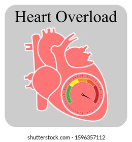 Human heart anotomy with speedometer flat icon isolated on grey background.Design for logo.Concept for medical health care.