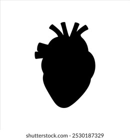 Human heart black silhouette vector illustration on white background

