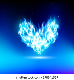 human heart with a blue light