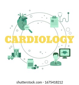 Corazón Humano. Concepto de cardiología. Ilustración vectorial para sitio web, aplicación, banner, etc.
