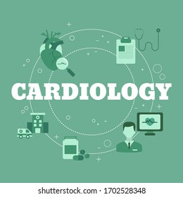 Corazón Humano. Concepto de cardiología. Ilustración vectorial para sitio web, aplicación, banner, etc.