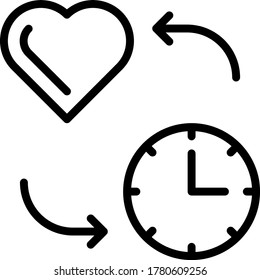Human Heart with Clock Sign Concept Vector Icon Design, Trade and barter Symbol on White background