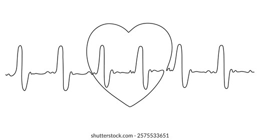 Human heart. Continuous line drawing. Frame boarder.