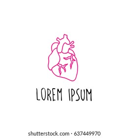 human heart doodle icon