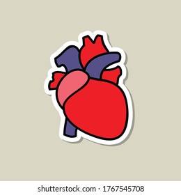 pegatina de iconos de doodle de corazón humano, ilustración vectorial