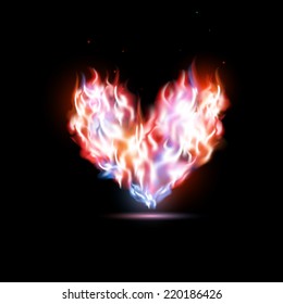 human heart in flames