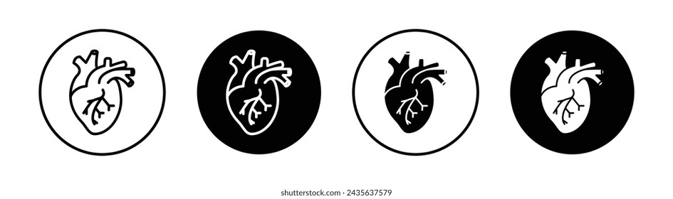Conjunto de iconos de línea plana de corazón humano. Corazón humano Línea delgada ilustración vectorial