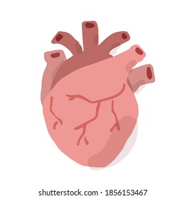 El corazón humano; Ilustración vectorial dibujada a mano como impresión en bloques de madera