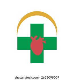 Corazón humano y Ilustración vectorial de logotipo hospitalario.