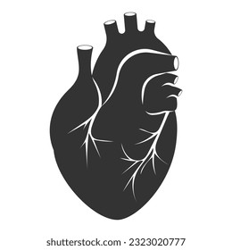 Human heart icon. Anatomically correct heart with venous system icon. Vector illustration. Eps 10.