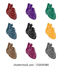 Human heart icon in black style isolated on white background. Human organs symbol stock vector illustration.