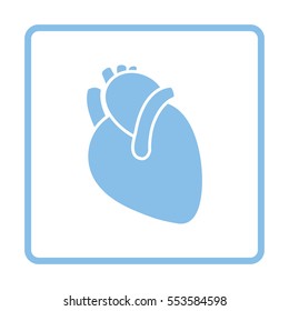Human heart icon. Blue frame design. Vector illustration.