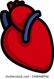 Human Heart Icon. Editable Bold Outline With Color Fill Design. Vector Illustration.
