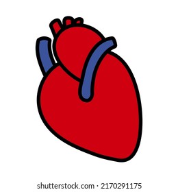Human Heart Icon. Editable Bold Outline With Color Fill Design. Vector Illustration.