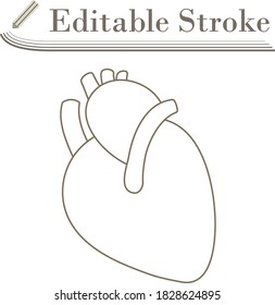 Human Heart Icon. Editable Stroke Simple Design. Vector Illustration.
