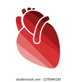 Human heart icon. Flat color design. Vector illustration.