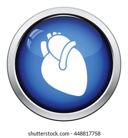 Human heart icon. Glossy button design. Vector illustration.