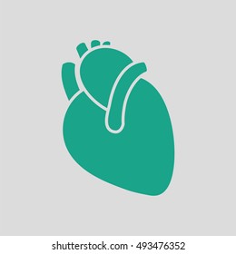 Human heart icon. Gray background with green. Vector illustration.