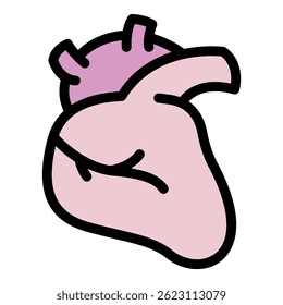 Icono del corazón humano. Esquema de corazón humano Vector icono de color plano aislado