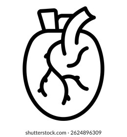 Konturenvektor des menschlichen Herzens. Medizinisches Organ. Anatomiekörper