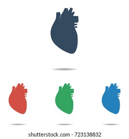 Human heart icon set - simple flat design isolated on white background, vector