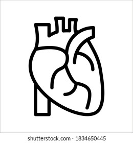 Human heart icon, vector illustration design. silhouette of human heart organ with great vessels on white background
