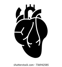 human heart icon, vector illustration, black sign on isolated background
