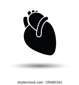 Human heart icon. White background with shadow design. Vector illustration.