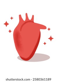 Human heart illustration icon isolated on white background. 