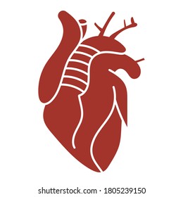 Icono de color plano de órgano interno del corazón humano para aplicaciones o sitio web