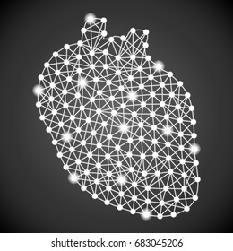 Human Heart Isolated On A Black Background. Vector Illustration.Cardiology. Creative Medical Concept