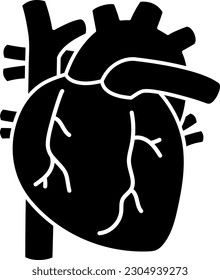 Human heart isolated vector silhouette.