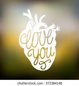 human heart lettering. love sign.