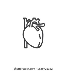 Human Heart line icon. linear style sign for mobile concept and web design. Heart organ outline vector icon. Symbol, logo illustration. Vector graphics