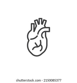 Human Heart Line Icon. Linear Style Sign For Mobile Concept And Web Design. Heart Organ Outline Vector Icon. Symbol, Logo Illustration. Vector Graphics