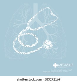 Human heart and lungs icon. Phonendoscope. Vector illustration.