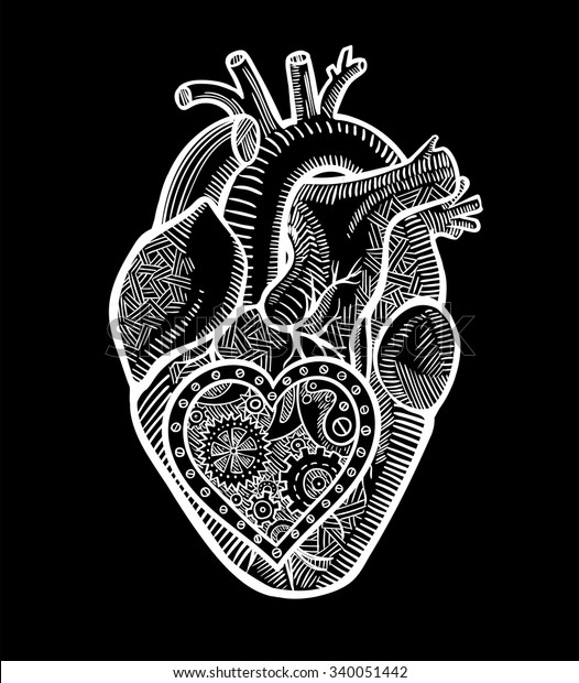 Human Heart Mechanical Heart Inside Graphic Stock Vector (Royalty Free ...