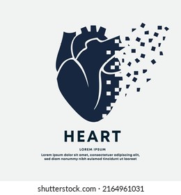 Estructura médica del corazón humano. Pincel de arte Vector logotipo de la silueta de color del cuidado del corazón sobre un fondo blanco. EPS 10