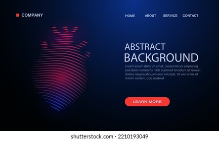 Human heart medical structure. simple line art heart organ Vector logotype illustration on abstract gradient background. Cardiology logo vector. landing page template. EPS 10 