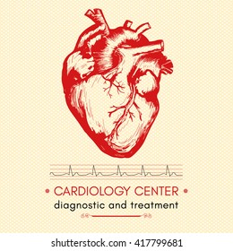 Human Heart Medical Symbol Of Cardiology Logo Cardiology Center Vector 