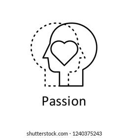 Human, heart in mind icon. Element of human mind with name icon. Thin line icon for website design and development, app development. Premium icon