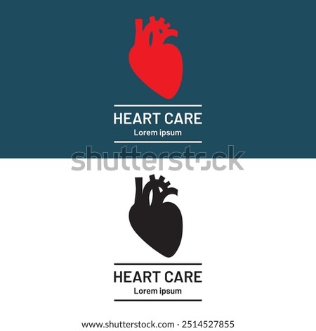 Human Heart Modern minimalistic vector logo. Heart anatomy structure Vector illustration. EPS 10