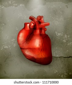 Human heart, old-style vector